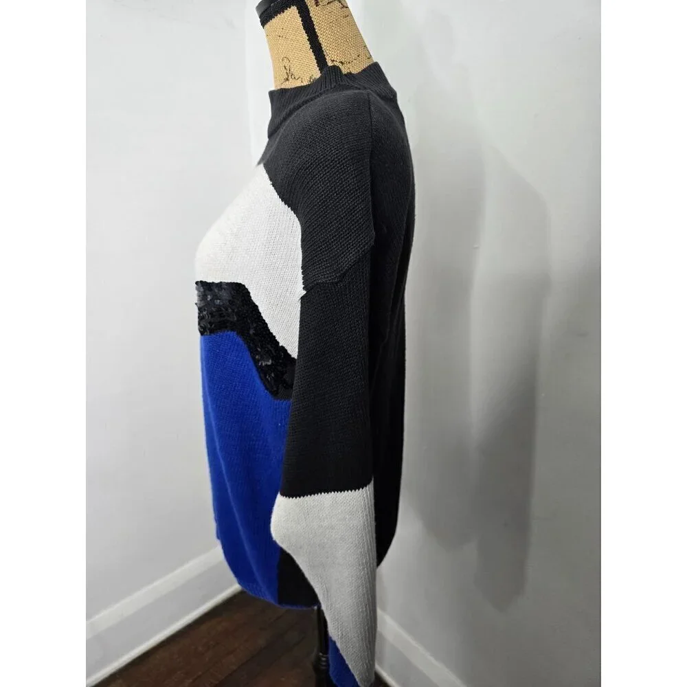 Vintage 90s Colorblock Sequin Sweater Chevron Maximalist